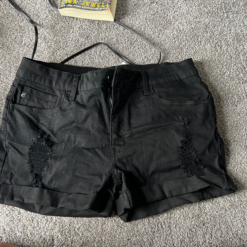 Rancan denim distressed black jean shorts W 13/30